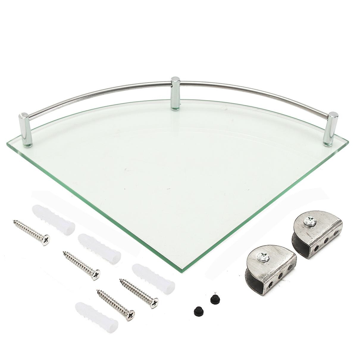 20cm/25cm Bathroom Glass Bath Shower Triangular Shelf Holder Organizer Single Layer Modern Style Glass Bathroom Shelves
