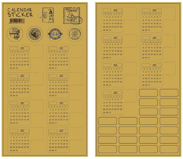 Universal Calendar Sticker Kraft Paper