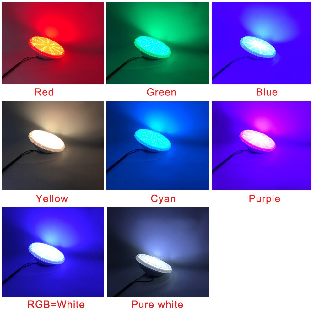 Pool LED 25W 40W 55W 12V PAR56 Piscina RGB Colorful Underwater Light IP68 Resin Filled Plastic Flat Surface