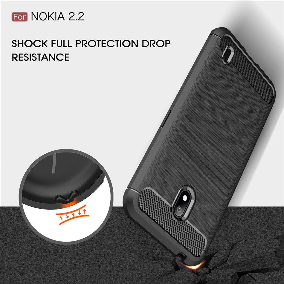 Siliconen Case Voor Nokia 2.2 2 Voor Nokia 2.1 2V Schokbestendig Gemonteerd Carbon Fiber TPU Telefoon Cover Voor Nokia 2.2 Case