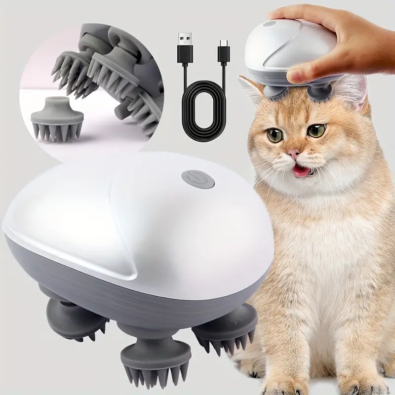 Elektrisches Haustier-Kopfmassagegerät, Multi-Gang-Aufladung, Oktopus, Kopfhaut, Knetmassage für Katzen