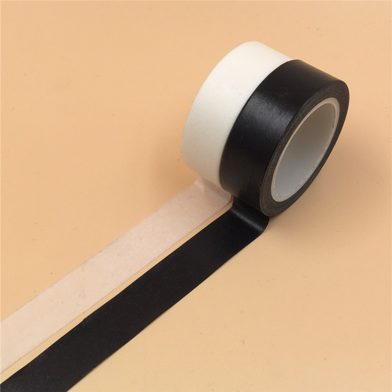 15mm*10m papir washi tapes gør-det-selv ren farve hvid sort malertape fotografisk tape scrapbog klistermærke dekorativt