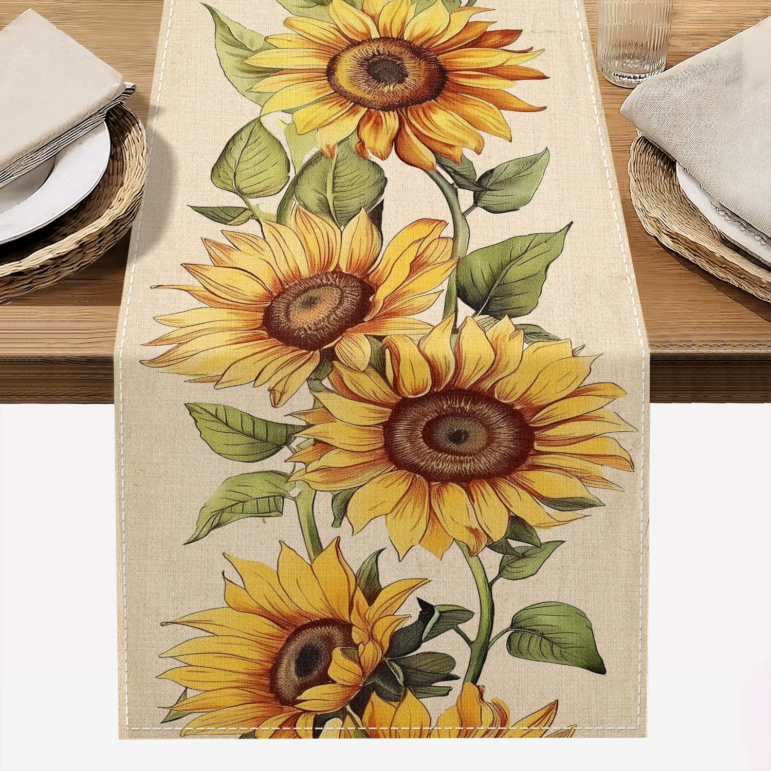 Fall Sunflower Table Runner 13x72 Inch Seasonal Autumn Farmhouse Table Runners for Dinning Kitchen Party Table Decoration: Yellow