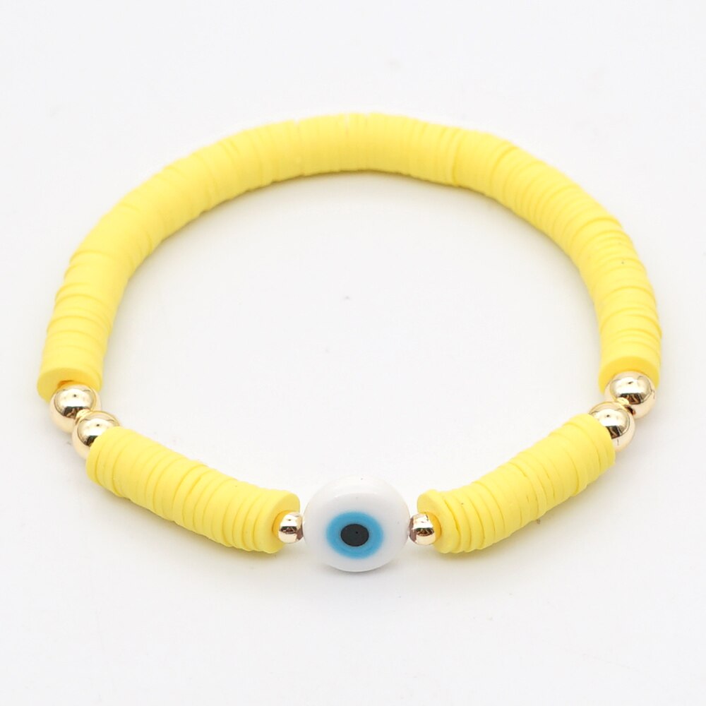 Go2Boho Evil Eye Armband Polymeer Klei Afrikaanse Armbanden Meisje Heishi Disc Kralen Ojo Turco Vrouwen Koppels Armband: RFF20072204A