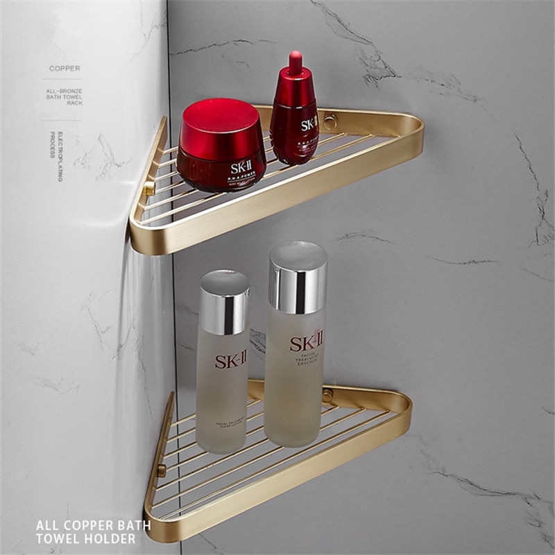 Bathroom Accessories Set Solid Brass Towel Bar/Rack Tissue Rack Toilet Brush Holder Corner Shelves Bath Hardware Brushed gold