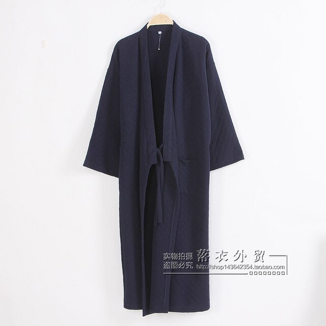 Winter Mens Warm thicken 100% Cotton kimono Yukata Autumn Traditional Long Bathrobe Male lounges pajamas Male pyjamas 110807: 11 / L