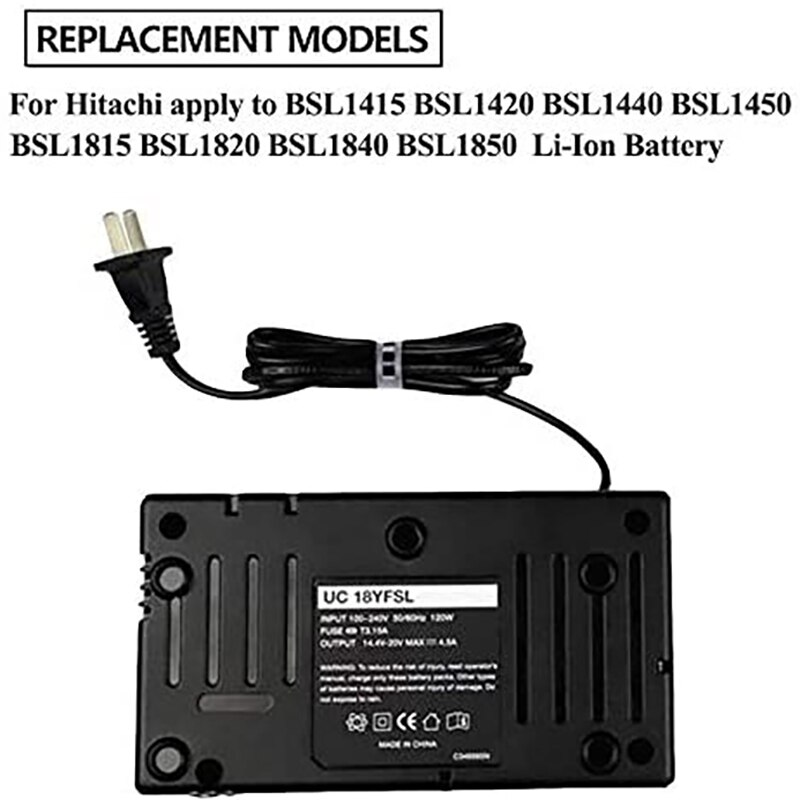 Replacement Rapid Charger for Hitachi BSL1830C BSL1815X BSL1840 BSL1850 fits UC18YFSL UC18YSL3 for 14V-20V Li-Ion Battery