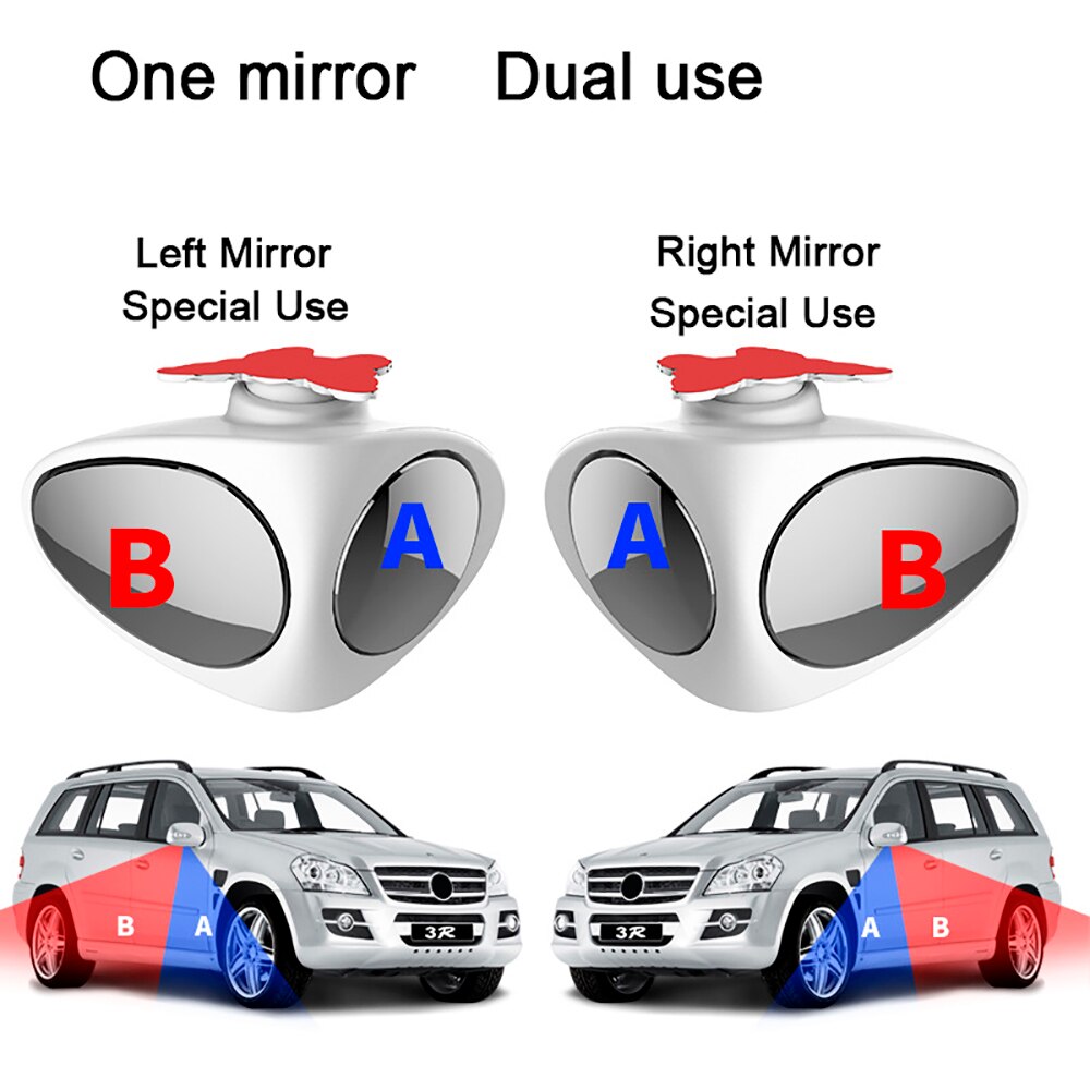 Double Mirror for blind zone on regular car side mirrors, dead zone mirror, spherical car mirror