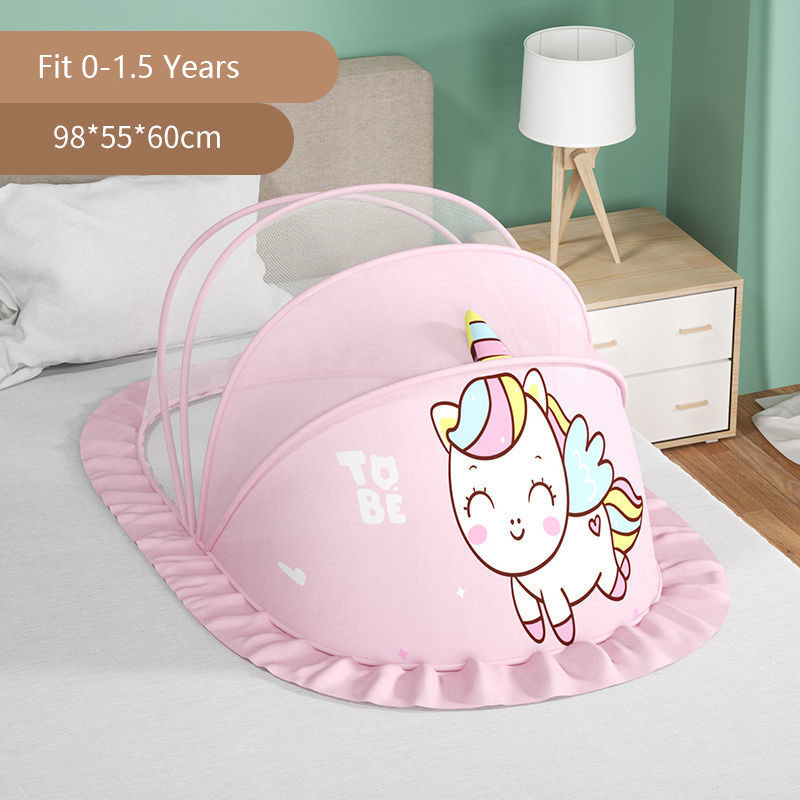Baby Bed Mosquito Net Universal Crib Dome Canopy Netting Summer Kids Room Mosquito Proof Cover Foldable Hanging Bed Curtain: PURPLE