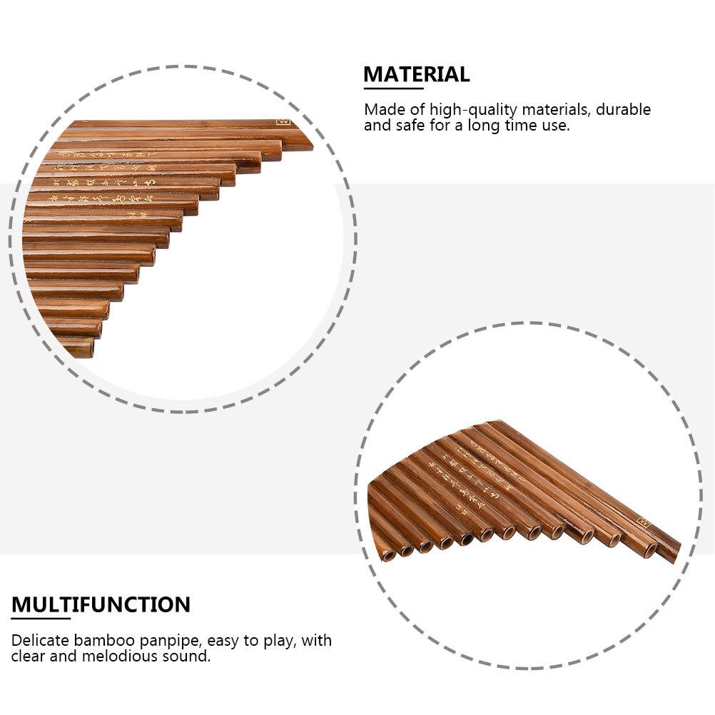 1 Pc Educatief Pan Fluit Leidingen Multifunctionele Panfluit School Muziekinstrument (Bruin, Carving Willekeurige)