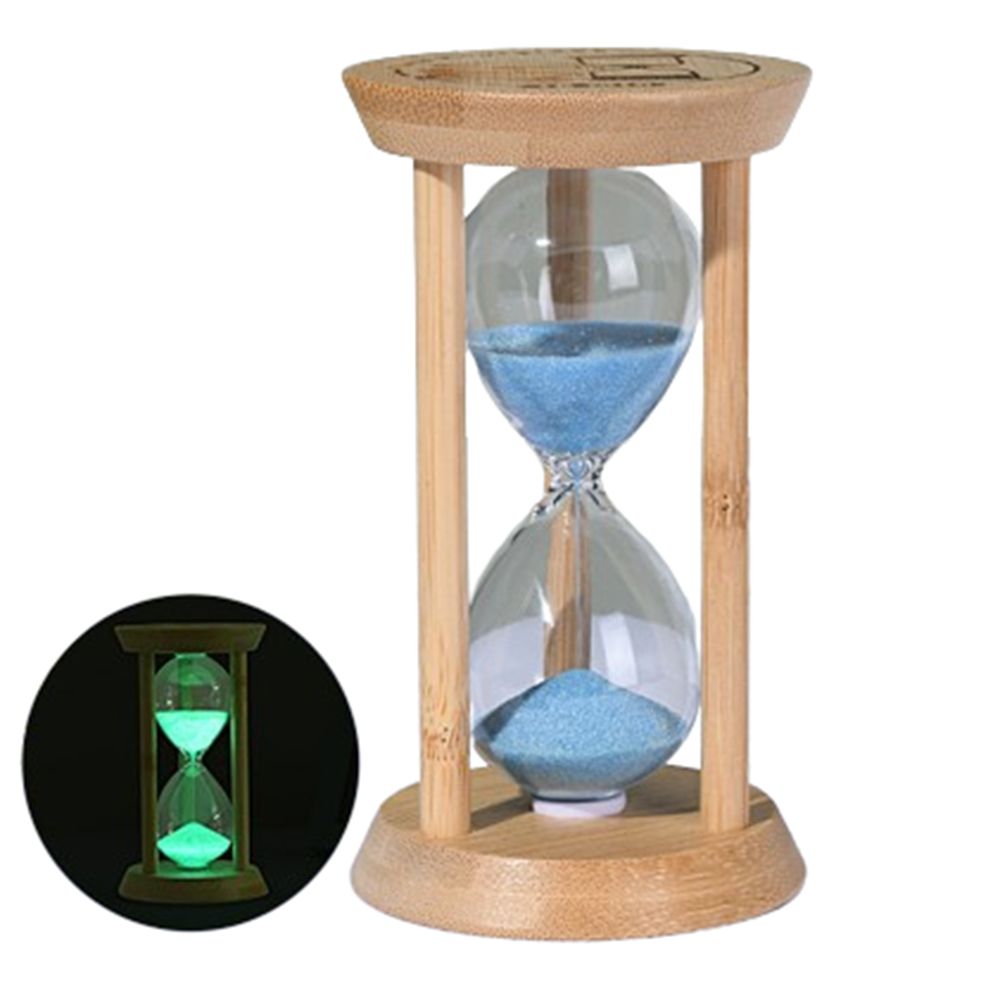 Bamboe Fluorescerende Zandloper 1/10 Minuut Creatieve Lichtgevende Zandloper Geen Elektriciteit Vereist Duurzame Decoratieve Zandklok: Zilver