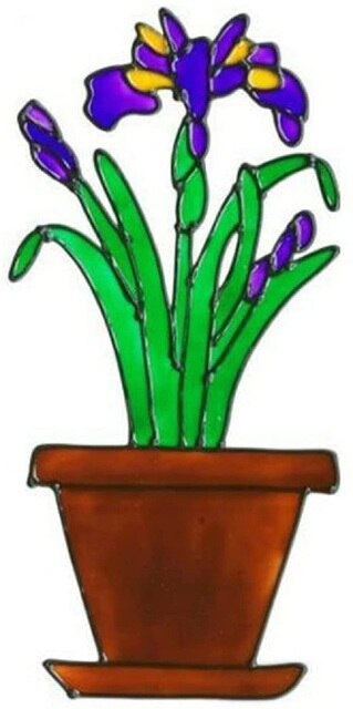 Lilies Tulips Daffodils Flower Pot Window Clings Spring Decorations Adhesive Window Stickers Glass Door Sticker Decal Home Decor: B