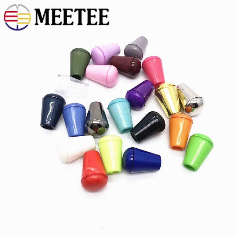 Meetee 50pcs Plastic Rope Stopper Cord End 14mm for Hat Clothing Pants Waist Belt Drawstring Rope Buckles DIY Accessories DY207