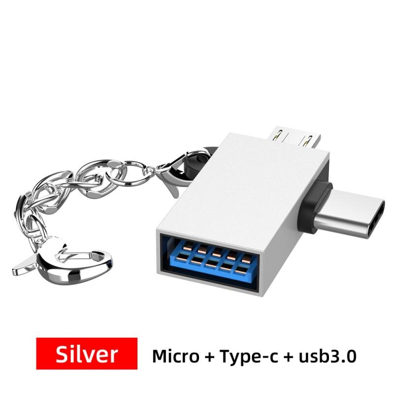 2 In 1 Otg Adapter Converter Type-C + Micro + Usb 3.0 Adapters Converters, voor Samsung Xiaomi Huawei Etc Android Mobiele Telefoon: 03