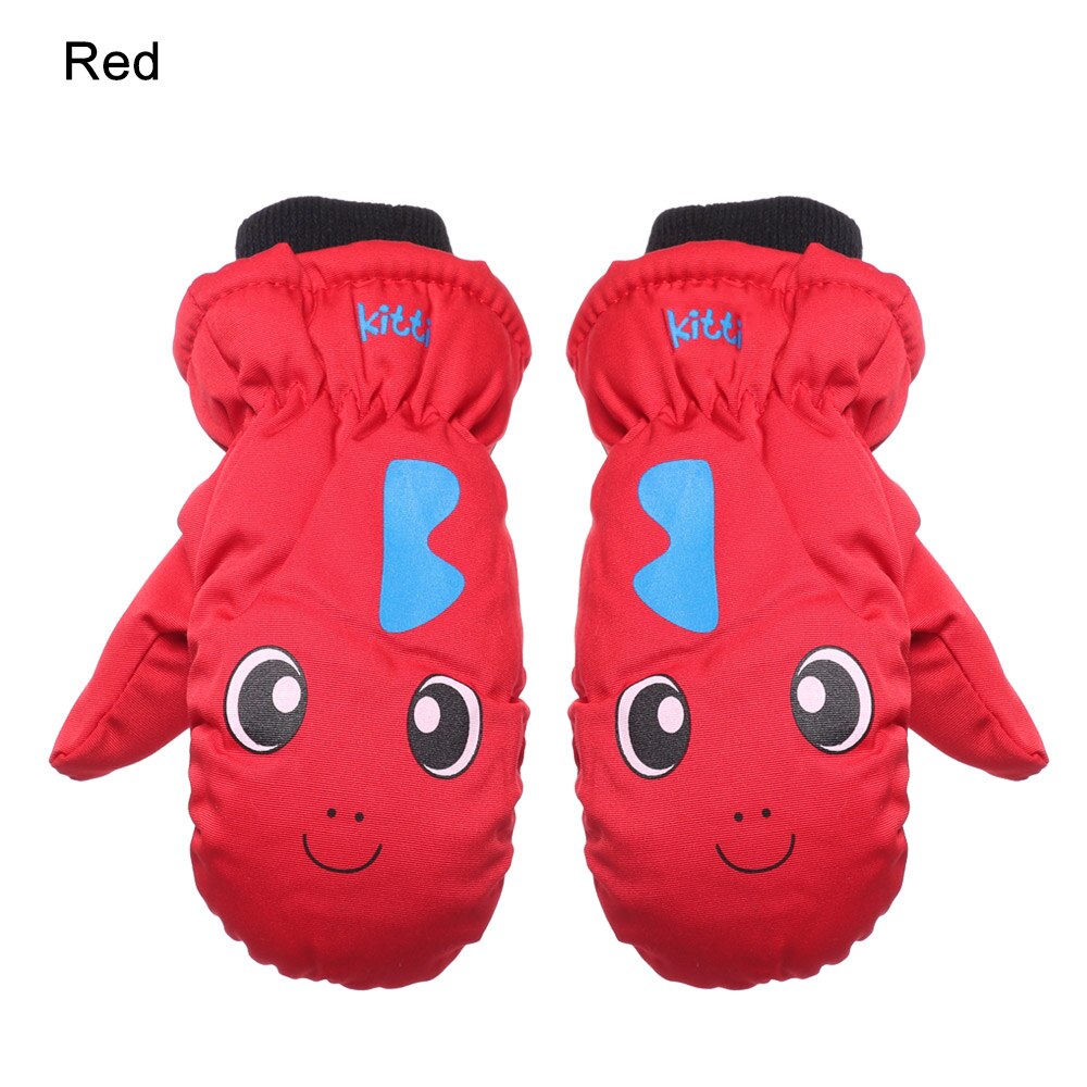 Enfants hiver gants de Ski garçons filles sport imperméable à l'eau coupe-vent anti-dérapant neige mitaines étendu poignet gants de Ski: 2-red