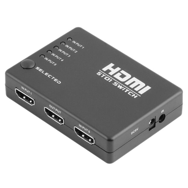 3D 1080P 5 Hafen HDR HDMI Umschalter HD Video TV 1080P Konverter Kunststoff fallen Fernbedienung 5 in 1 für HDTV