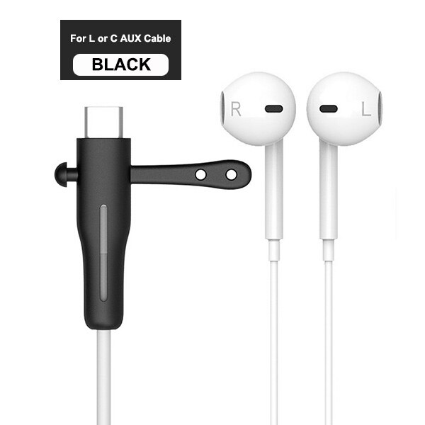 Protecteur de câble pour Apple iPhone USB chargeur câble protecteur cordon économiseur fil enrouleur Protection pour iPhone ligne de données protecteur: C or L AUX Black 2PC