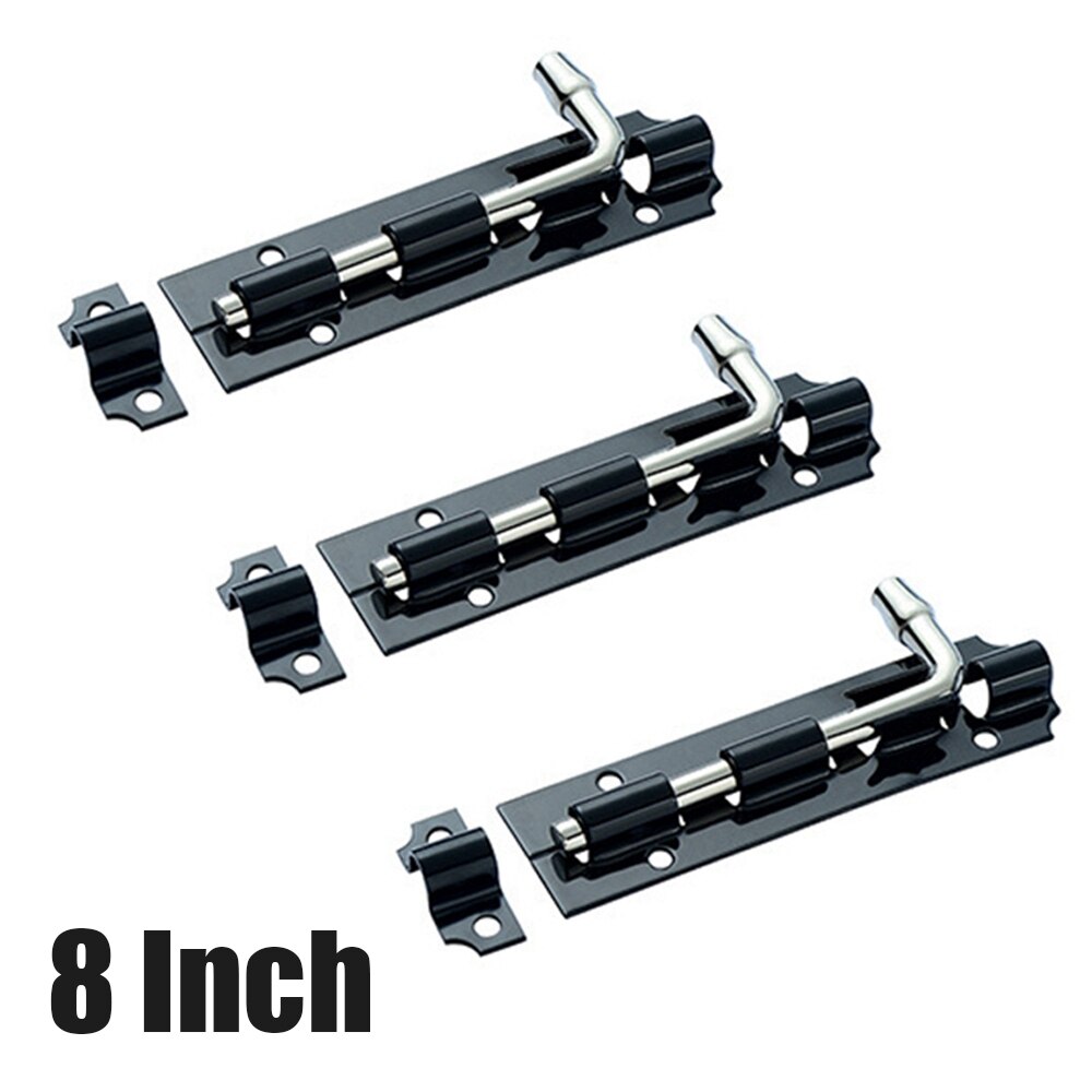 3Pcs/set Large Garden Gate Shed Sliding Door 3-12"Tower Bolt Black Catch: 8 inch