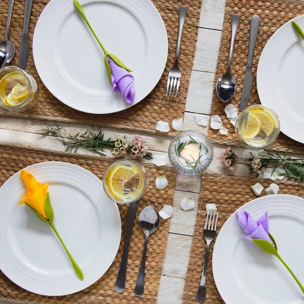 Bloom Napkin Holders Paper Towel Organizer for Tables 4pcs Green Stem Flower Buds Serviette Holders Dinner Tabletop Decorations