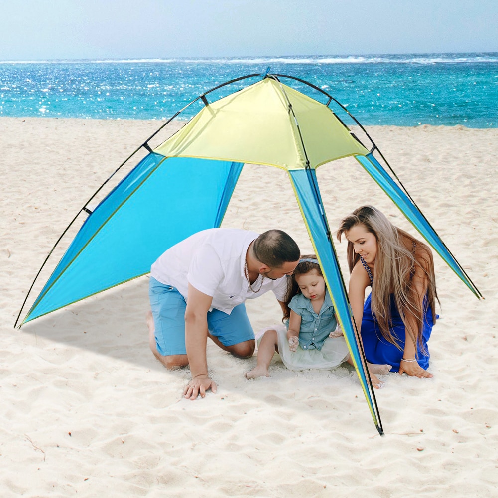 Draagbare Ultralight Outdoor Zand Gratis Strand Zon Onderdak Zonnebrandcrème Uv-bescherming Tent Picknick Anti-Uv Luifel Tuinhuisje Voor Vissen