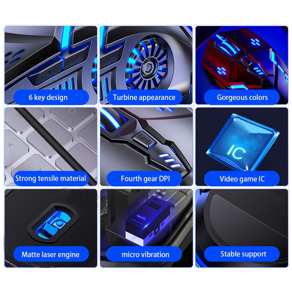 7 Color Backlight Machinery Gaming Mouse Cable Computer Gaming Desktop Laptop Universal Silent Mute Mouse