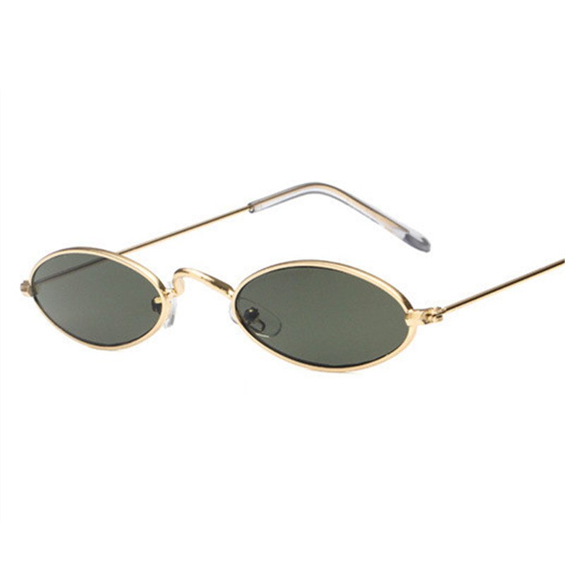 Gafas de sol ovales UVLAIK Vintage pequeñas, de Retro, con marco metálico delgado, gafas de sol para hombre, gafas de sol rojas, amarillas, Ojo de gato: Green