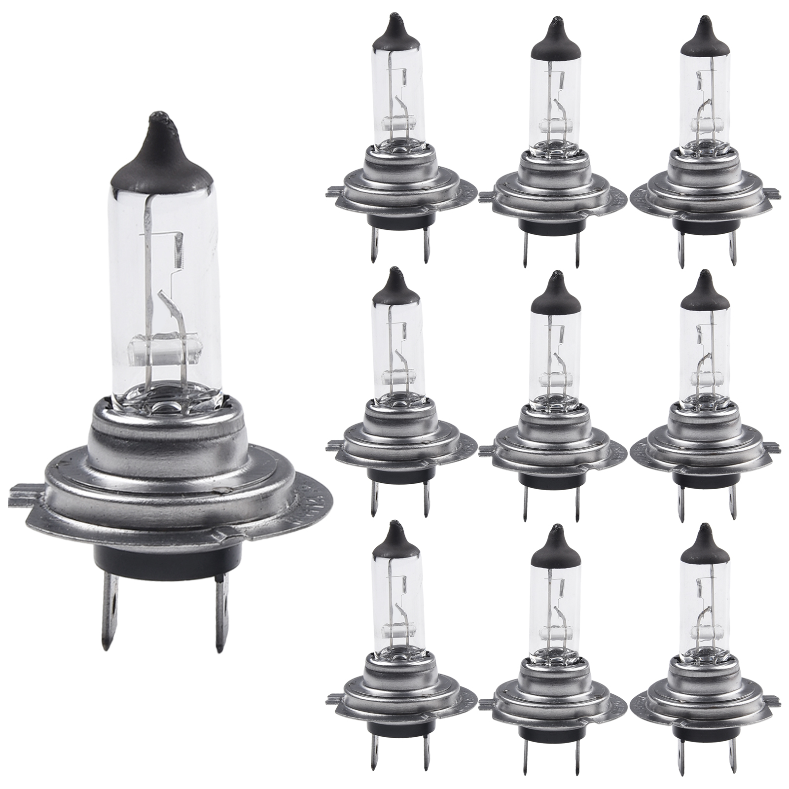10 Uds bombilla halógena para faros delanteros H7 12V bombilla halógena súper blanca bombillas para faros de coche luces de larga duración