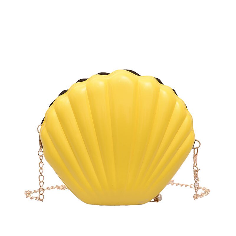 Shell Bag Chain Shoulder Solid Color Handbags Women Small PVC Crossbody Bags: yellow