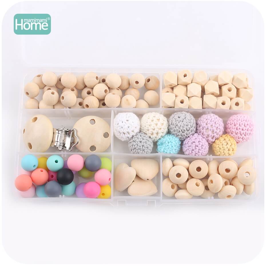 MamimamiHome Siliconen Hout Kralen Verpleging Ketting DIY Tandjes Kit Geometrische Hexagon Hout Kralen Tandjes Kettingen Baby Rammelaar: type 3