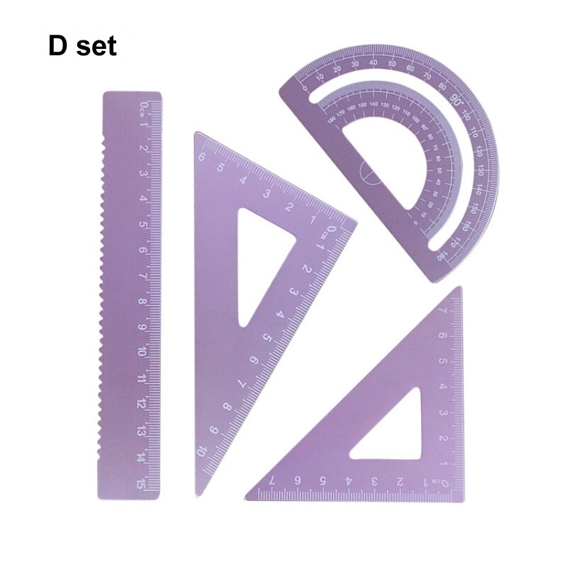 brass,Al alloy ruler set Protractor for math angle meas urement for students School Educational Measuring Tools: Al alloy D set