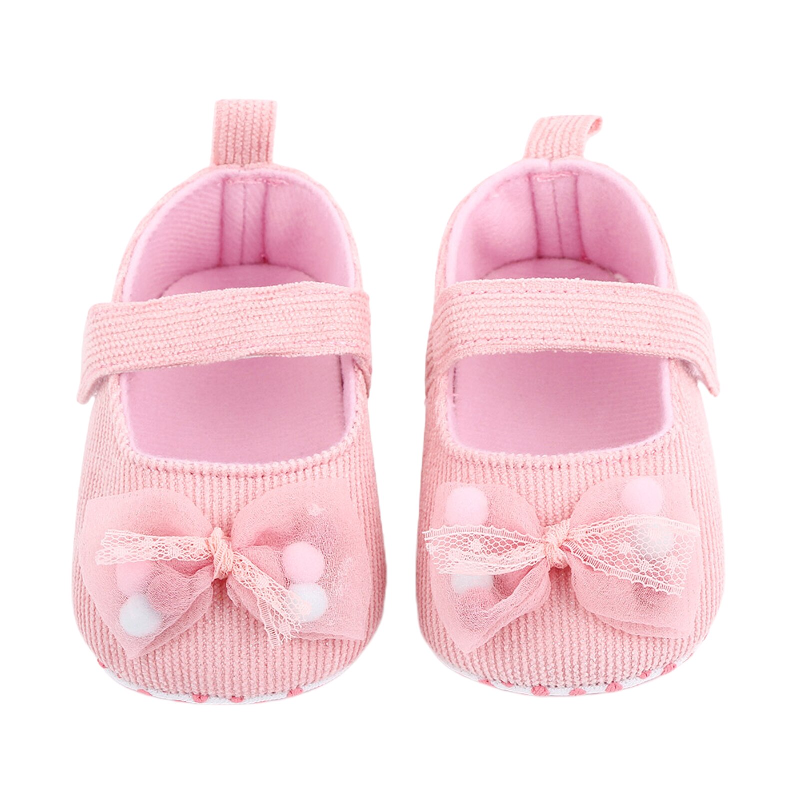 Girl's Solid Princess Shoes Soft Anti-Slip Flats Sole Baby Shoes with Bowknot Decoration 0-18M Baby First Walkers Shoes: Pink / 7-12 Months