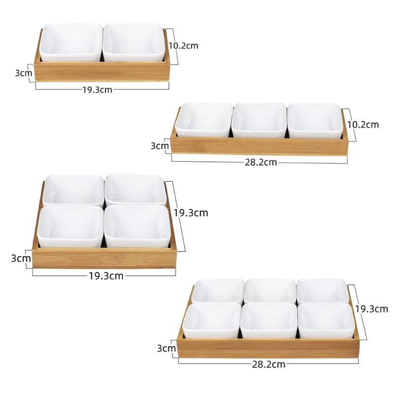 Ceramic Sauce Dish Divided Dipping Bowl Tray Condiment Dish Storage Tray for Kit