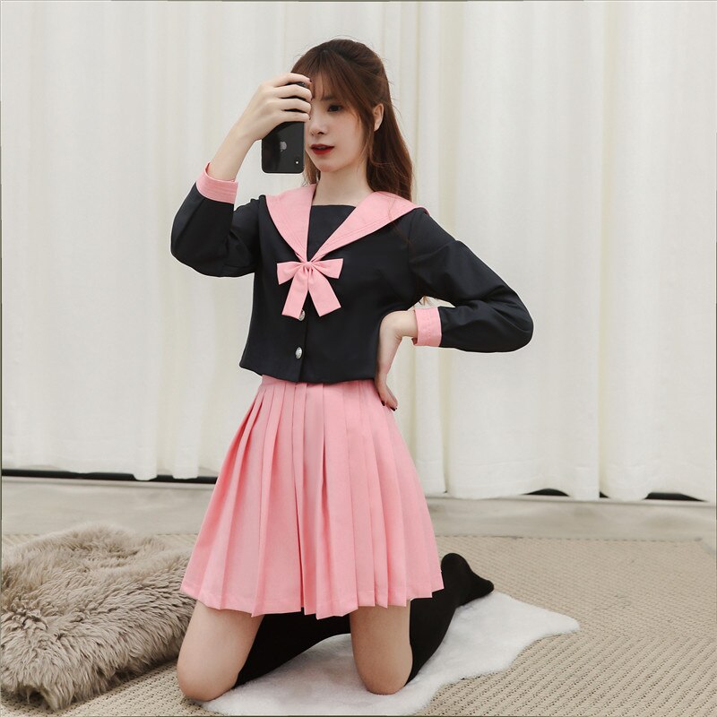 Long Sleeve Japanese Spring Autumn Student JK Uniform High School Colleage Girl's Student Uniform With Coat