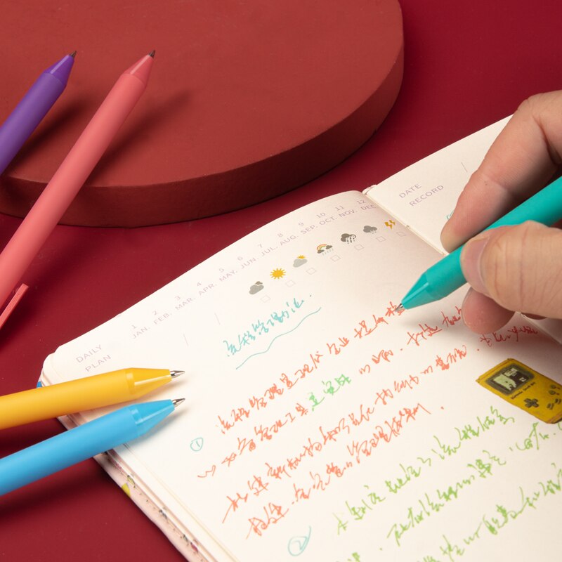 Kaco 5 stk ren plast gel blæk penne sæt multi farve retro tegning liner markør kacogreen papirvarer kontor skole  f696