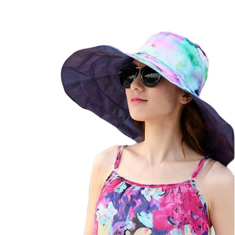 2018 verão grande borda praia chapéus de sol para mulher proteção uv chapéus de sol com grande cabeça dobrável estilo moda senhora chapéu
