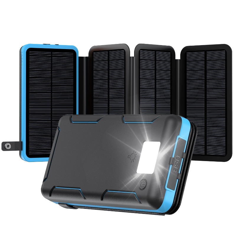 25000 mah dobbel usb 4 solcellepaneler solcelledrevet powerbank telefon eksternt batteri for en rekke mobiltelefoner utendørs camping