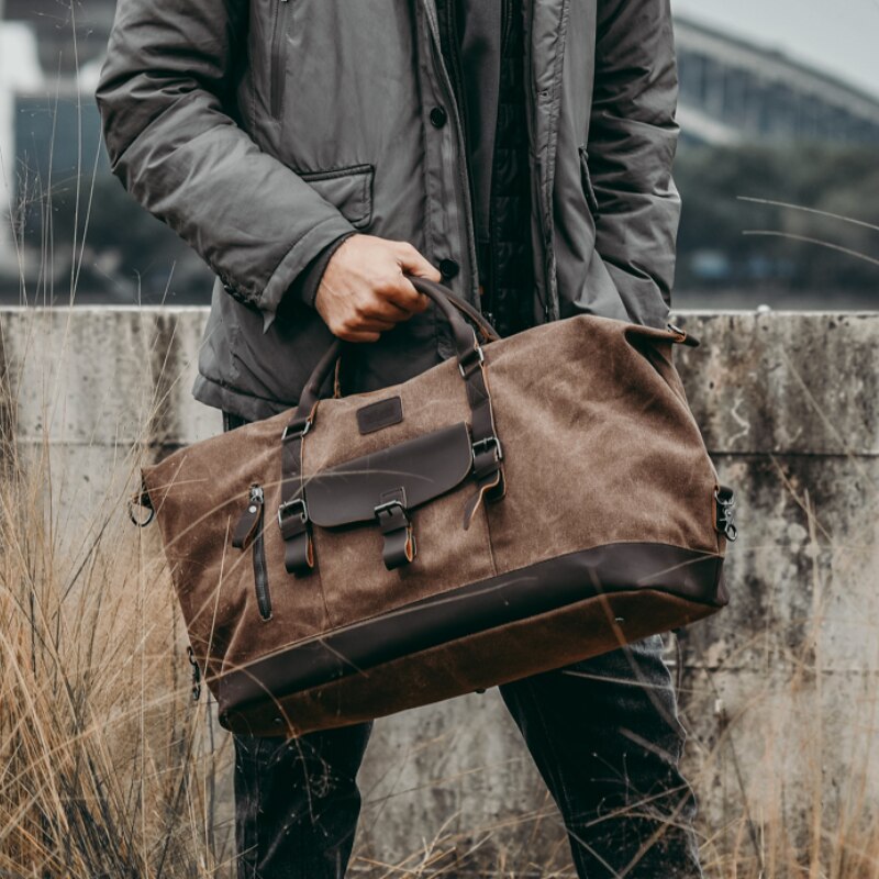Vintage Casual Mannen Reistassen Mannelijke Outdoor Grote Capaciteit Tas Canvas Handtassen Plunjezak Weekender Bag Reizen Man