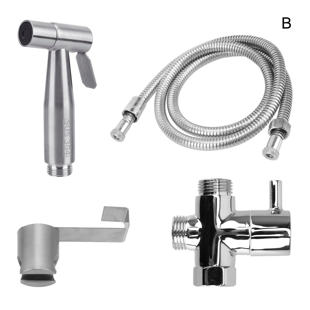 Hand Sprayer Shower Head Bidet Faucets with Shower Hose Stainless Steel Handheld Toilet Bidet Sprayer Set for Bathroom: B