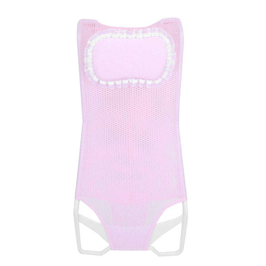 Babybadkar nät justerbart halkskydd badnät barn badkar dusch vagga säng säte stöd nät badkar sling mesh nättillbehör: Rosa