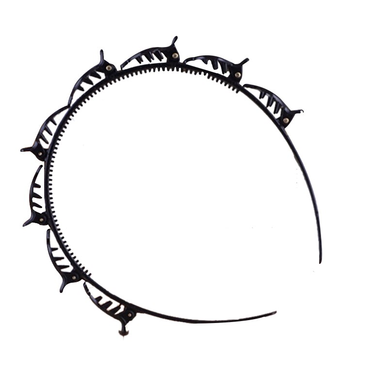 Stylizacja opaska robić włosów dwuwarstwowa grzywka klip przybory fryzjerskie leniwy splecione włosy obręcz opaska robić włosów z klipsem robić zębów: czarny