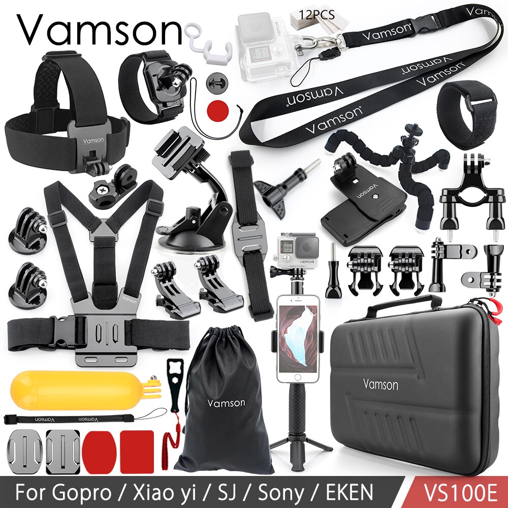 Vamson for Gopro hero 7 6 5 4 Accessories Kit for Xiaomi yi 4k for SJCAM M10 for SJ5000 case EKEN SOOCOO Action Camera VS100: VS100E