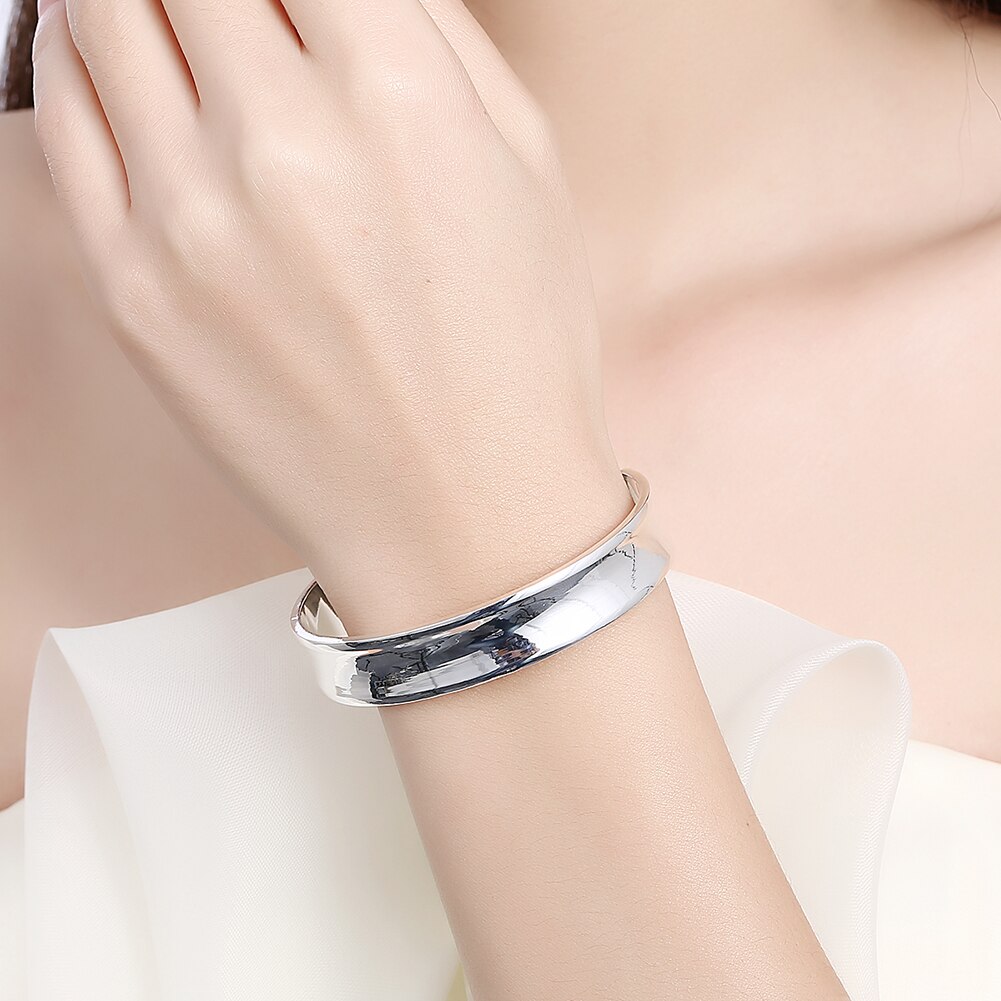 925 sterling silver cuff bangle for women, ladies' wedding party jewelry, bangle cuff, cute, nice round open bracelet