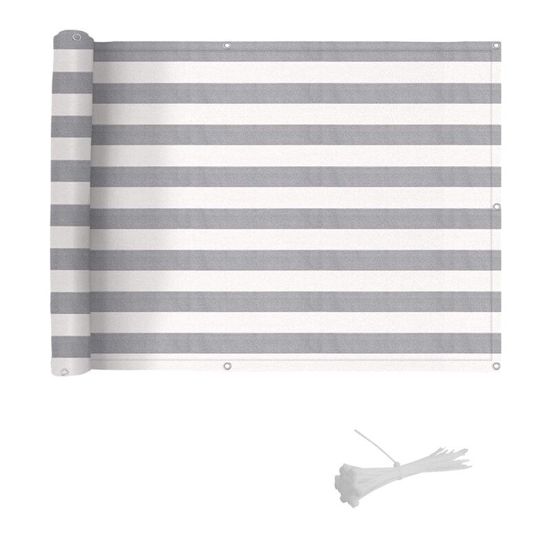 Balcony Privacy Screen Cover Mesh Windscreen UV Protection Weather-Resistance with Cable Ties: Gray White