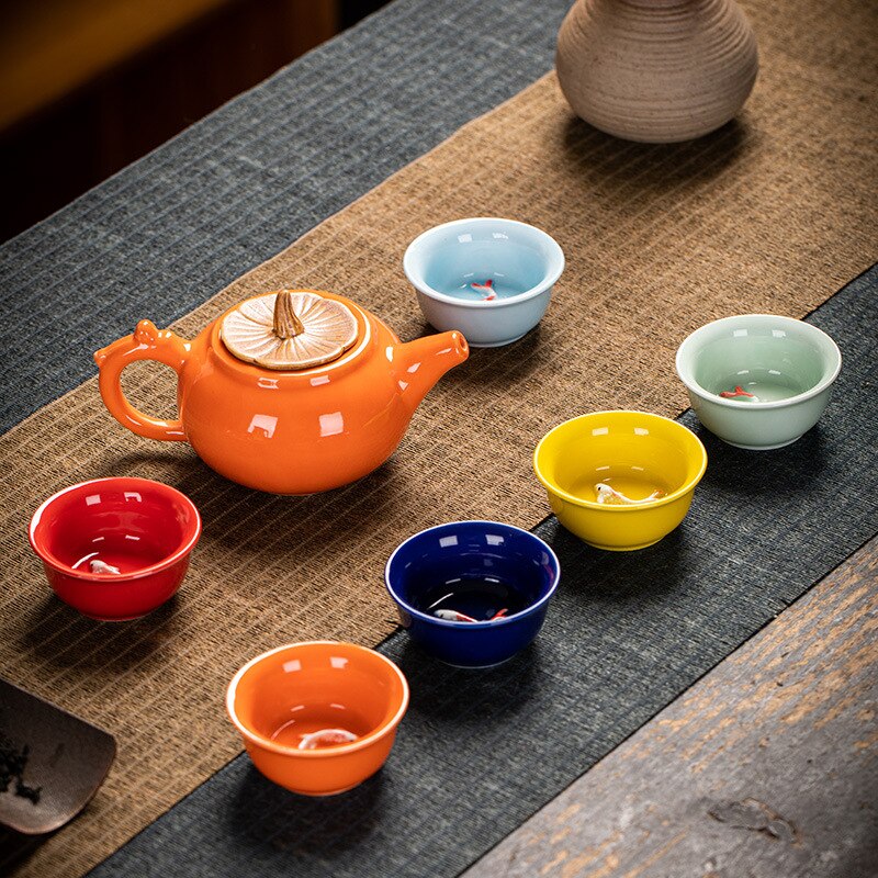 Neue Teekanne Tasse Regenbogen Fisch Tasse Kung Fu Tee-einstellen Bunte Teekanne Tee Tasse Keramik Tee-einstellen Geschirr Küche zubehör