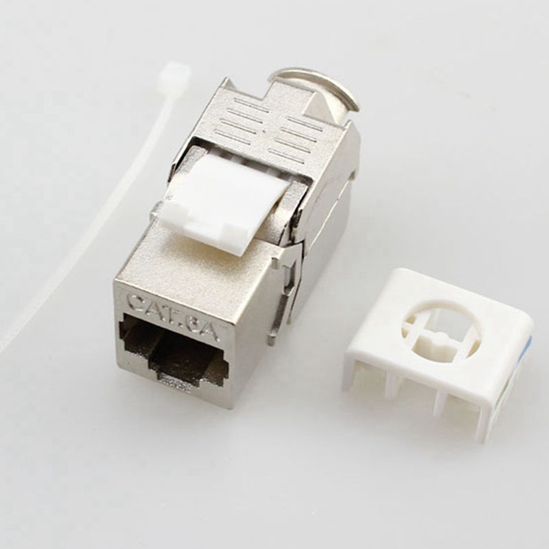 Network Cat6A Toolless Keystone Jack Module Full Shielded RJ45 Socket to LSA Toolfree Termination