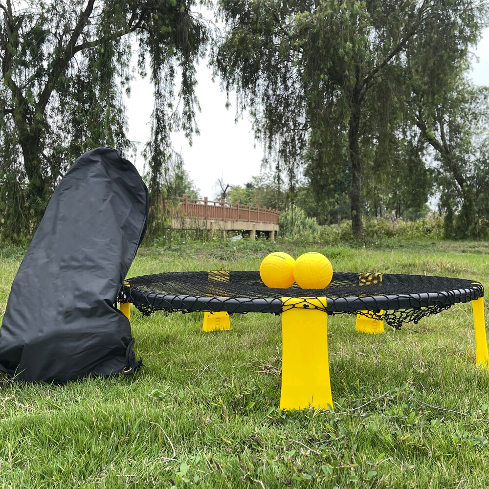 Mini-beachvolleyball-set mit spikebällen, outdoor-teamsport, rasen-fitnessgerät, netz mit 3 bällen