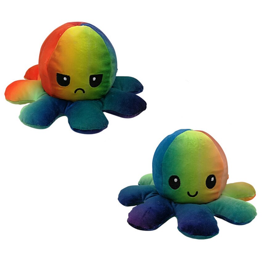 Double Sided Stuffed Flip Octopus Plush Doll Soft Simulation Plush Toy Color Doll Filled Plush Child Toy: Rainbow colors