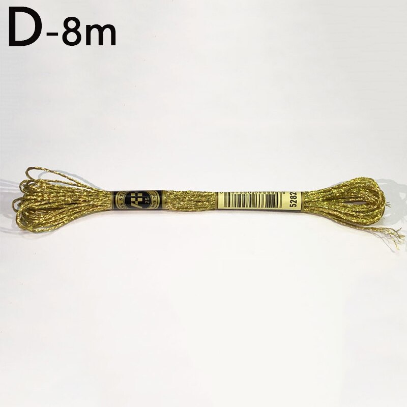 8 Meters DIY Embroidery Thread French Bullion Wire Handmade Gold Silver Wire Round Bright Silk Hand Cross Stitch Sweing Thread: D
