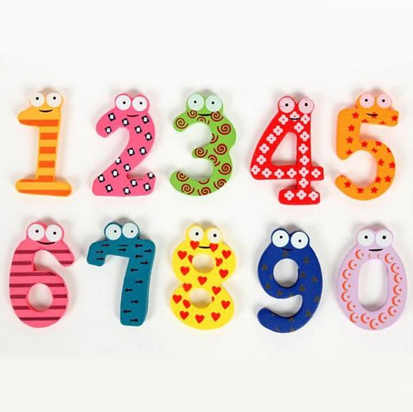 10 Pieces Number 0-9 Wooden Fridge Magnet Kids Math Toys Cartoon Animal Numbers Educational Number Learning Toys For Baby