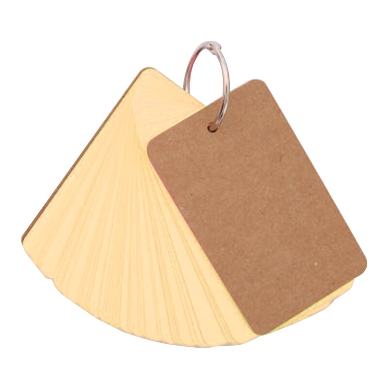 100 Sheets Heavy Index Cards Blank Study Cards with Binder Ring Memo Card DIY Note Book Message Card with Loose Leaf Ring: Yellow